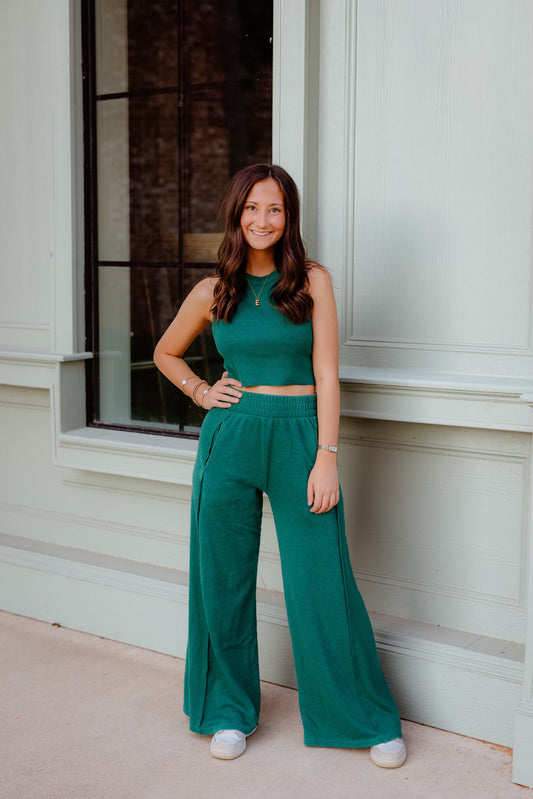 Kelly Green Halter Top & Pant Set