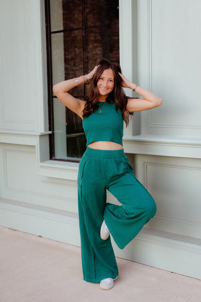 Kelly Green Halter Top & Pant Set