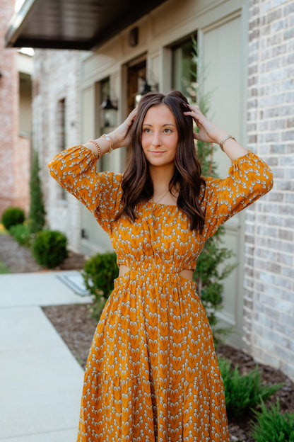 Golden Aura Midi Dress