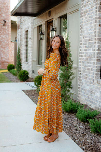 Golden Aura Midi Dress