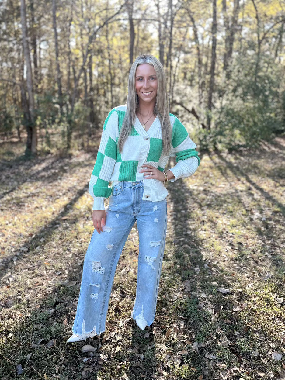 Front Button Cardi / Green