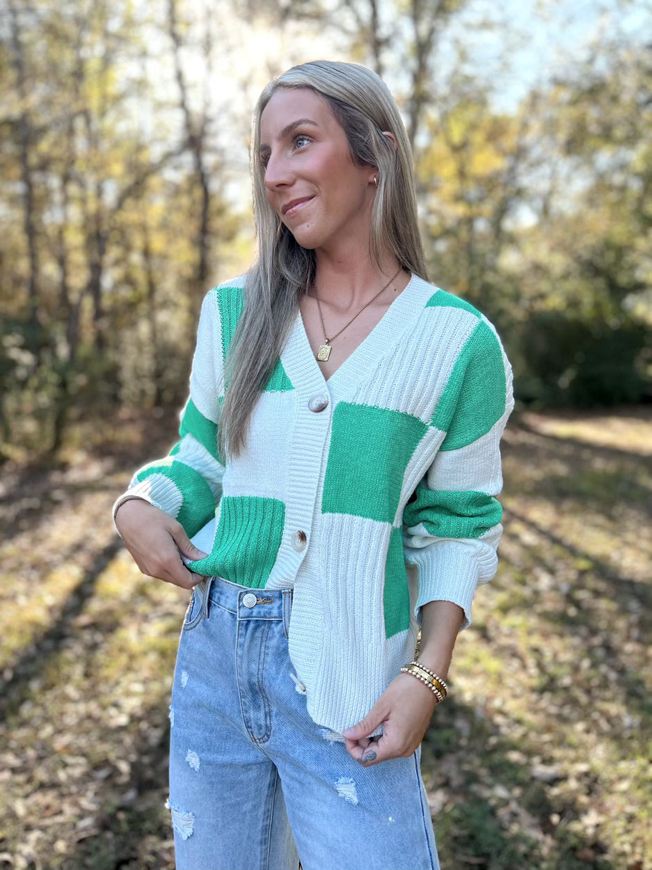 Front Button Cardi / Green