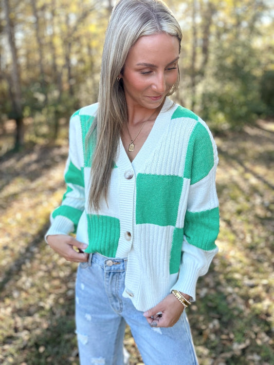 Front Button Cardi / Green