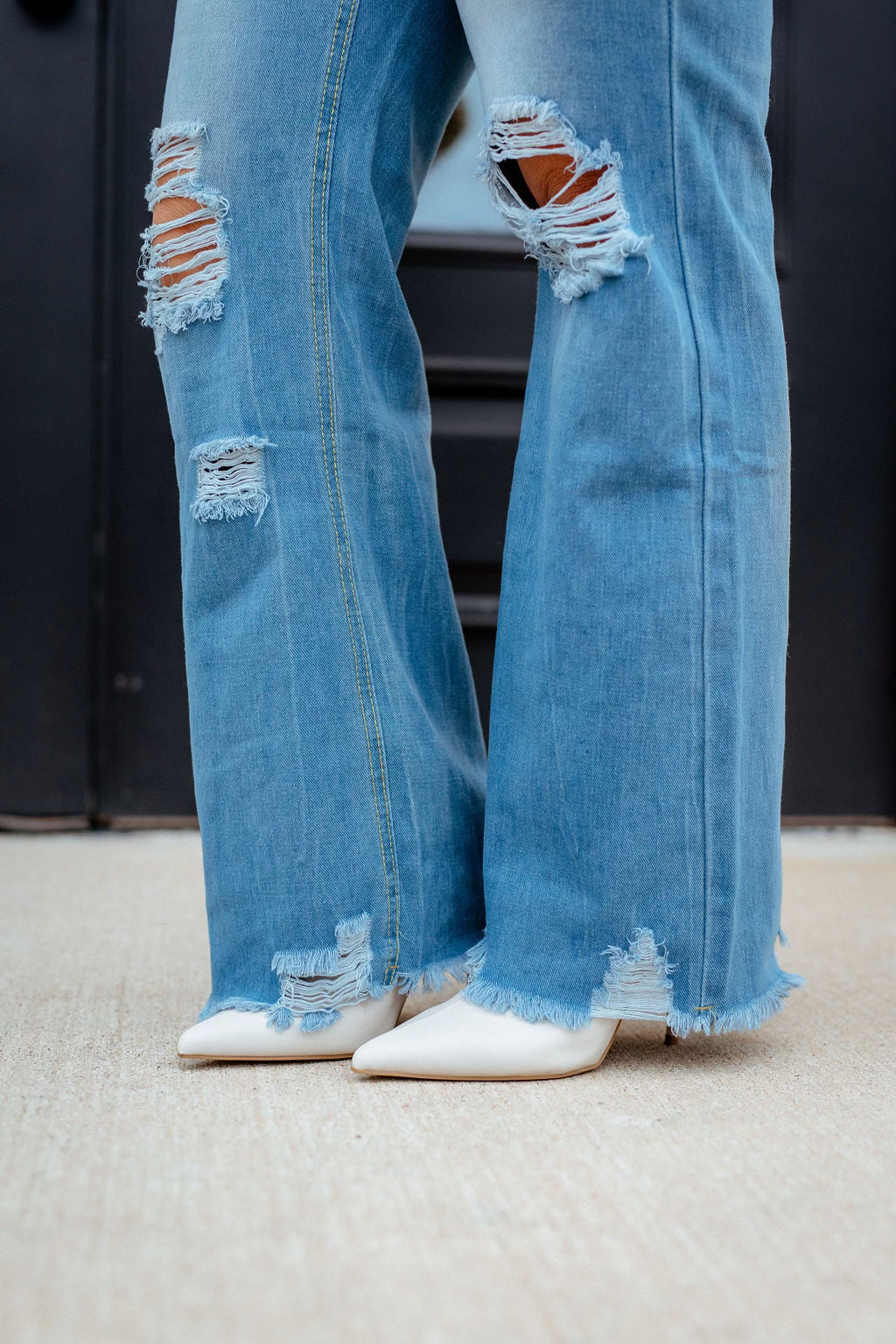Distressed Raw Hem Jeans