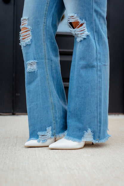 Distressed Raw Hem Jeans