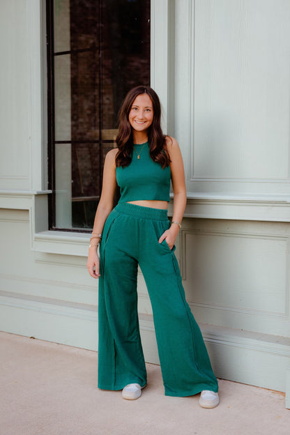 Kelly Green Halter Top & Pant Set